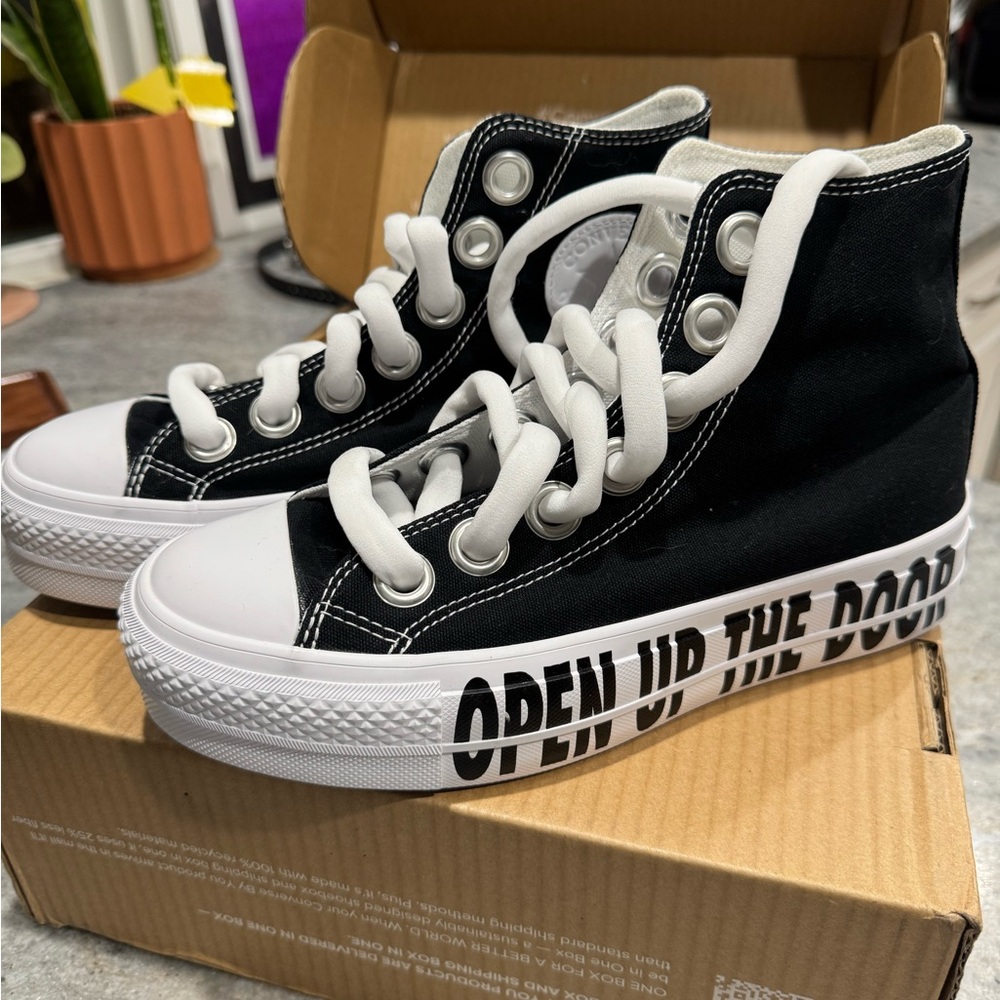Eilish x Converse Chuck Taylor Shoes Black / White "OPEN UP THE DOOR" Women 7